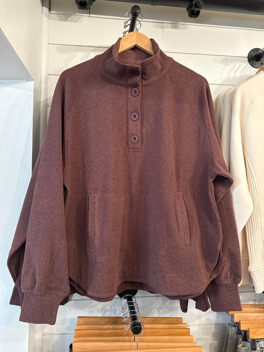 Brushed Rib Button Down Pullover