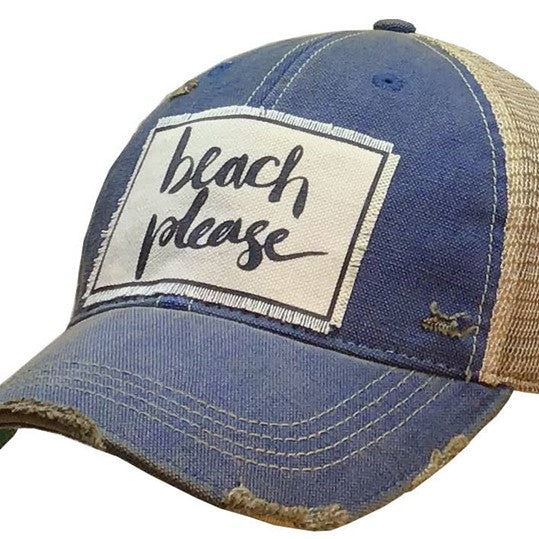 Beach Please Distressed Trucker Hat Baseball Cap - GirlFriends Boutique