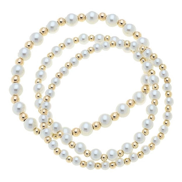 Annalise Pearl Beaded Stretch Bracelet Set
