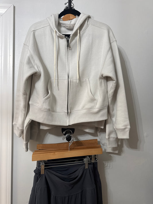 Fleece Cropped Zip-up Hoodie W Pockets