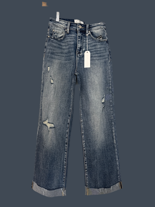 Petra High Rise Stretch Slim Wide Leg w/ Cuffed Hem