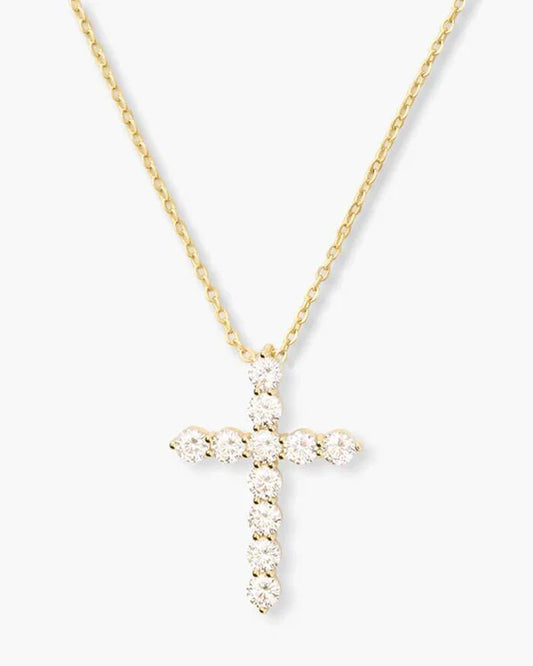 "Oh She Fancy" Small Cross Pendant, Gold or Silver, Melinda Maria