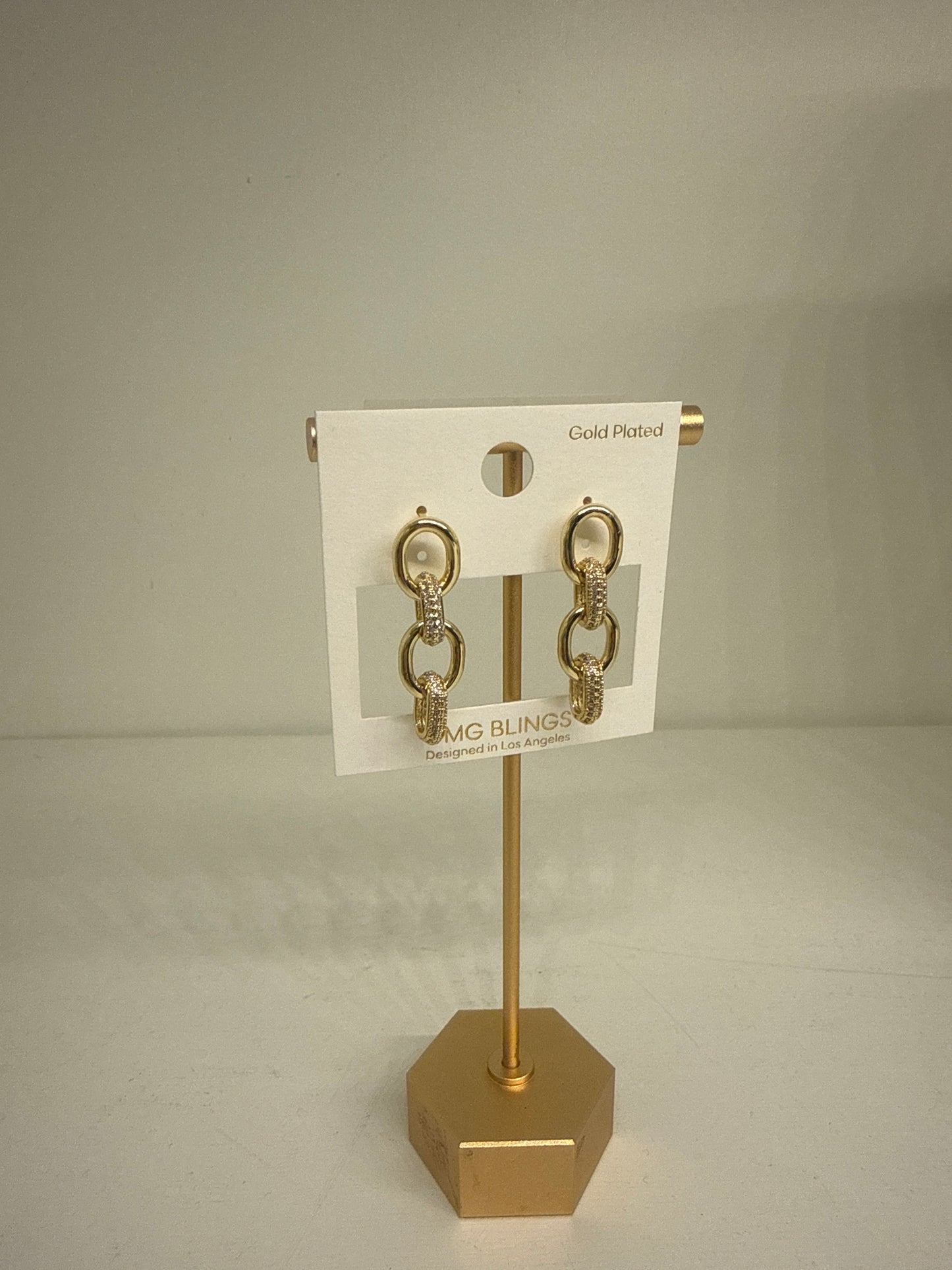 Oval CZ Chain Earring