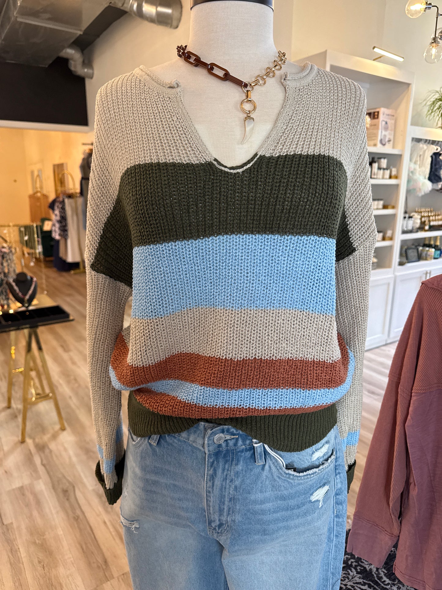 Relaxed Fit Striped Sweater