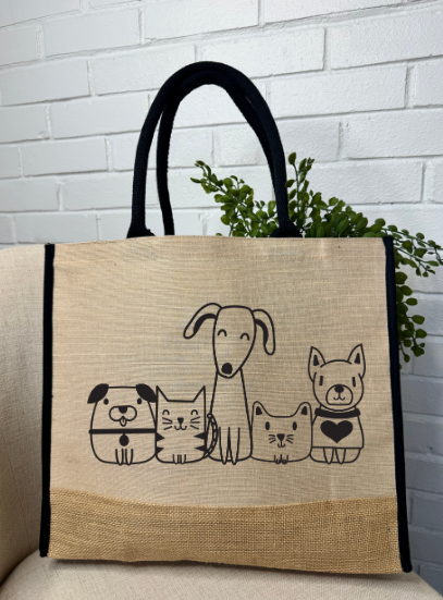 Dogs and Cats Burlap Tote Bag - GirlFriends Boutique