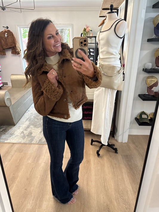 Fur Detail Penny Lane Suede Jacket