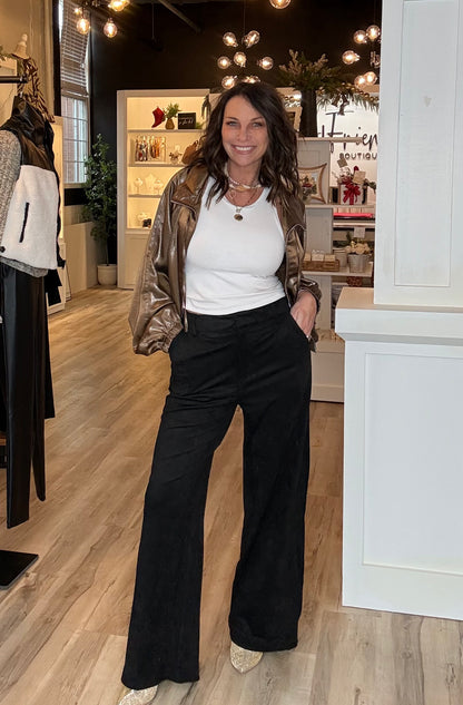 Suede Straight Pants