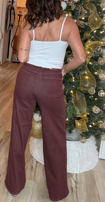 HW Retro Wide With Twisted Seams - BURGUNDY