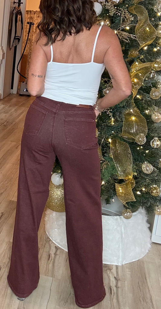 HW Retro Wide With Twisted Seams - BURGUNDY