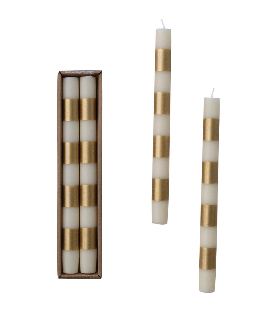Unscented Taper Candles with Stripes