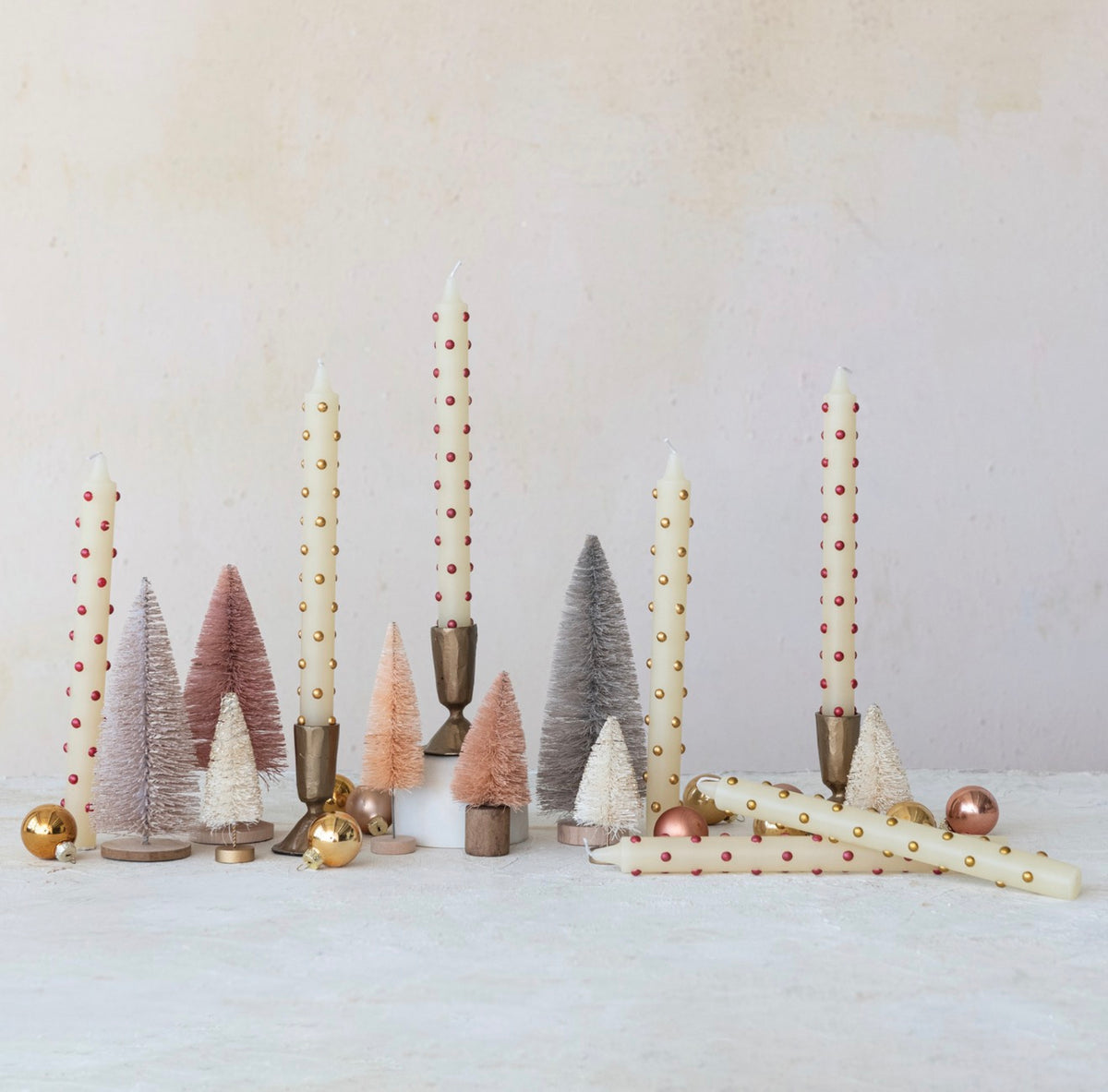 Unscented Taper Candles with 3D Dots