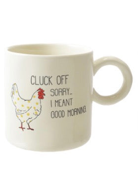 15 oz. Stoneware Mug w/ Chicken & Saying