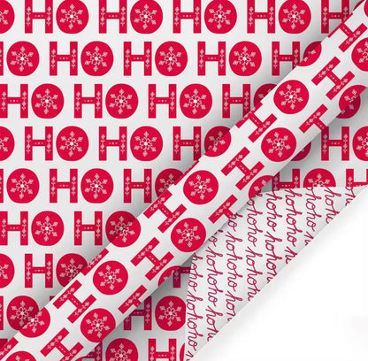 30" X 10' Holiday Reversible
Wrapping Paper | Ho Ho Flake/ Ho
Ho Cursive