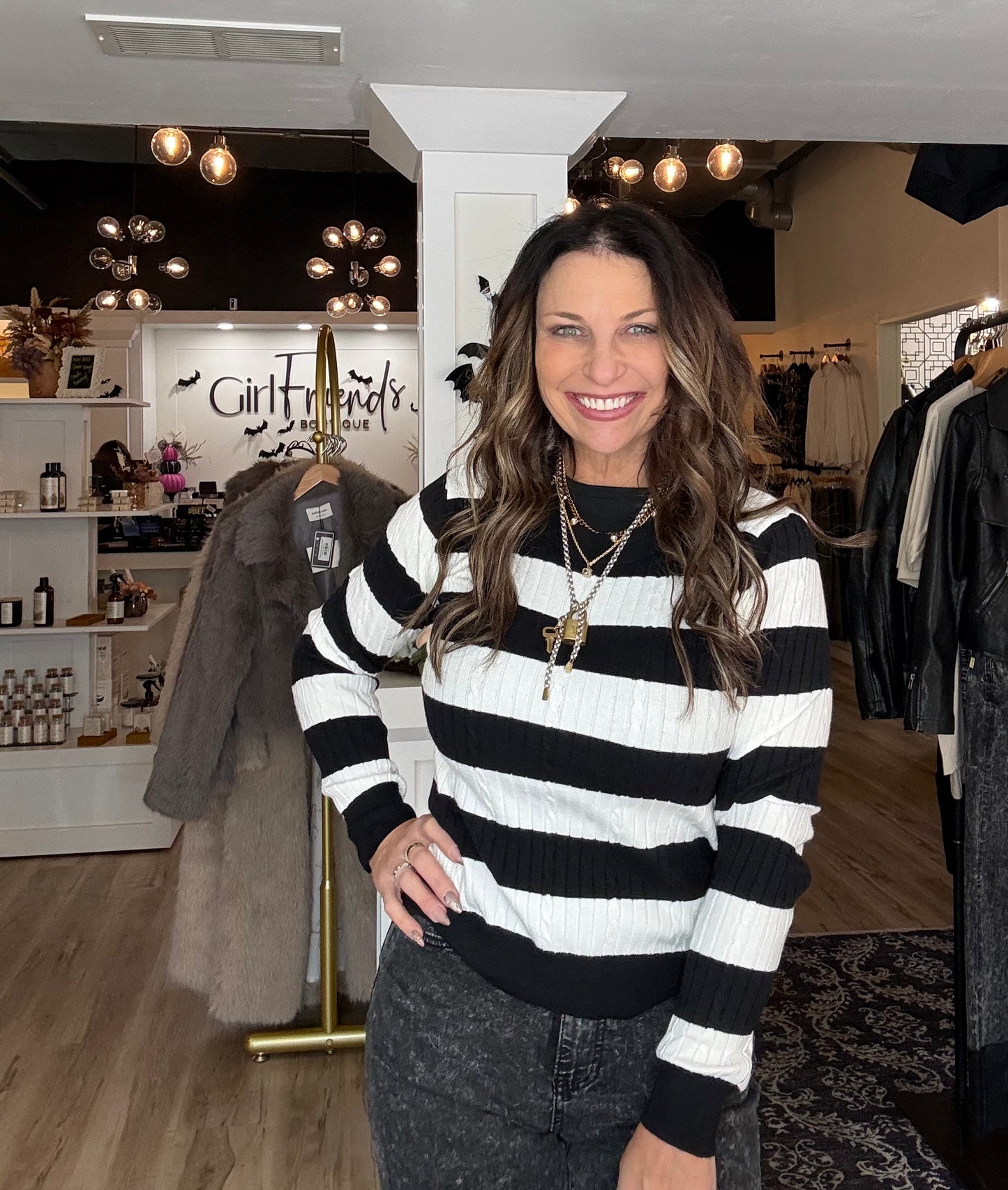 Stripe Cable Knit Sweater