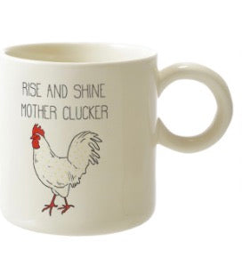 15 oz. Stoneware Mug w/ Chicken & Saying