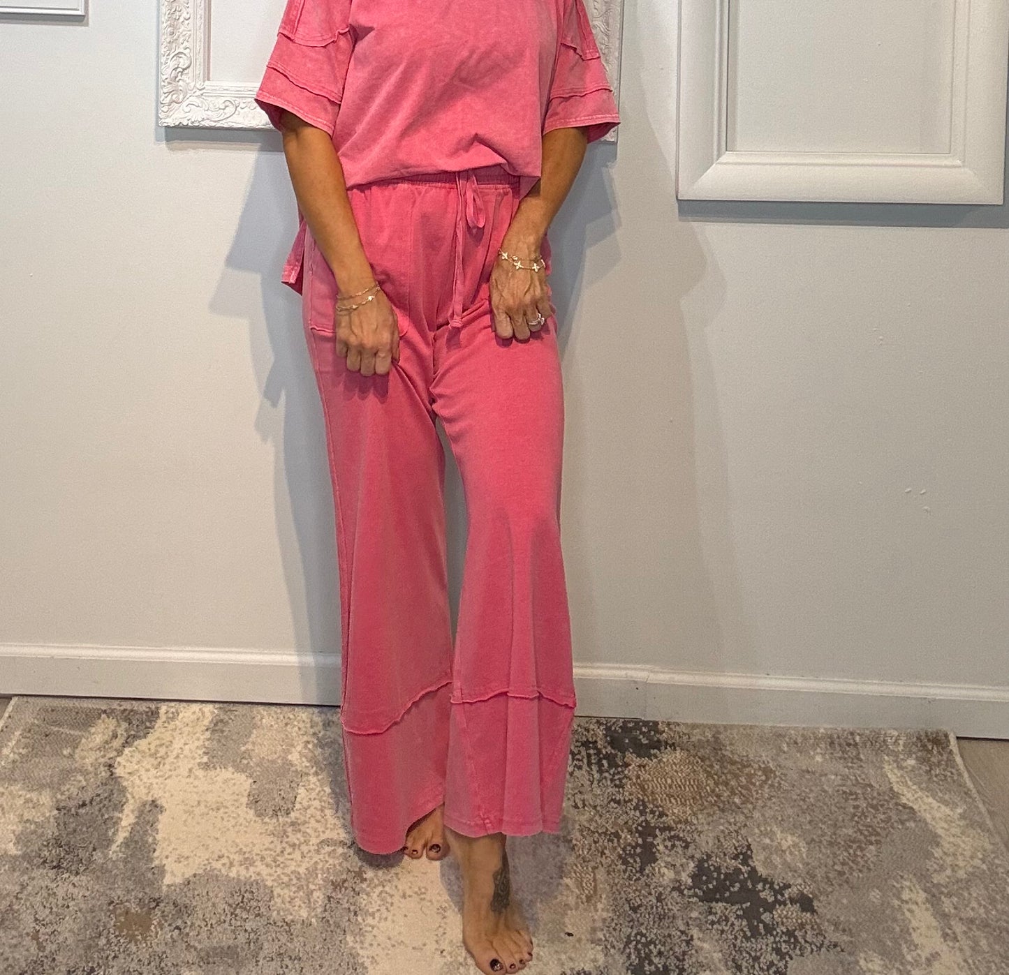 Mineral Washed Wide Leg Pant