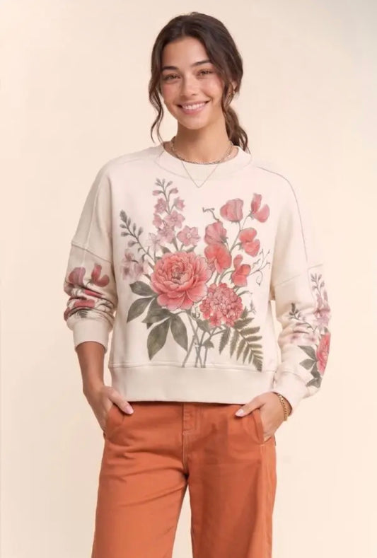 Vintage Botanical Cropped Sweatshirt