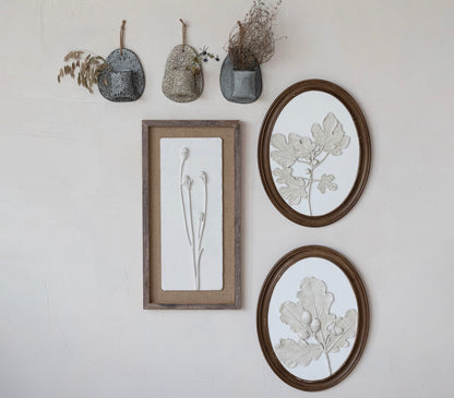 Stoneware Wall Vase with Embossed Stamp Pattern & Jute Hanger