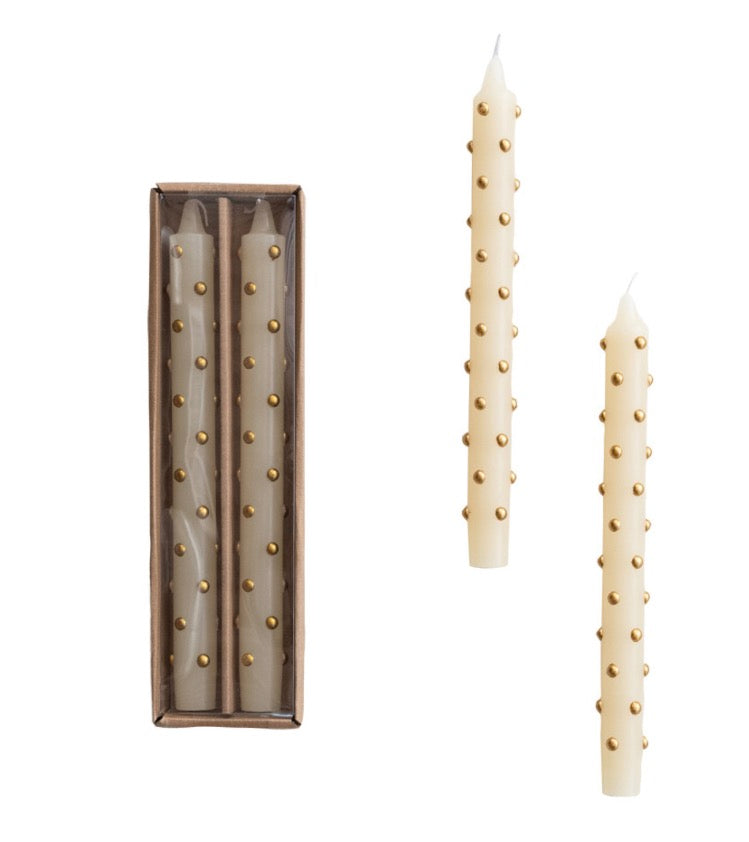 Unscented Taper Candles with 3D Dots