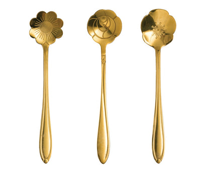 Stainless Steel Flower Shaped Spoons, Set of 3