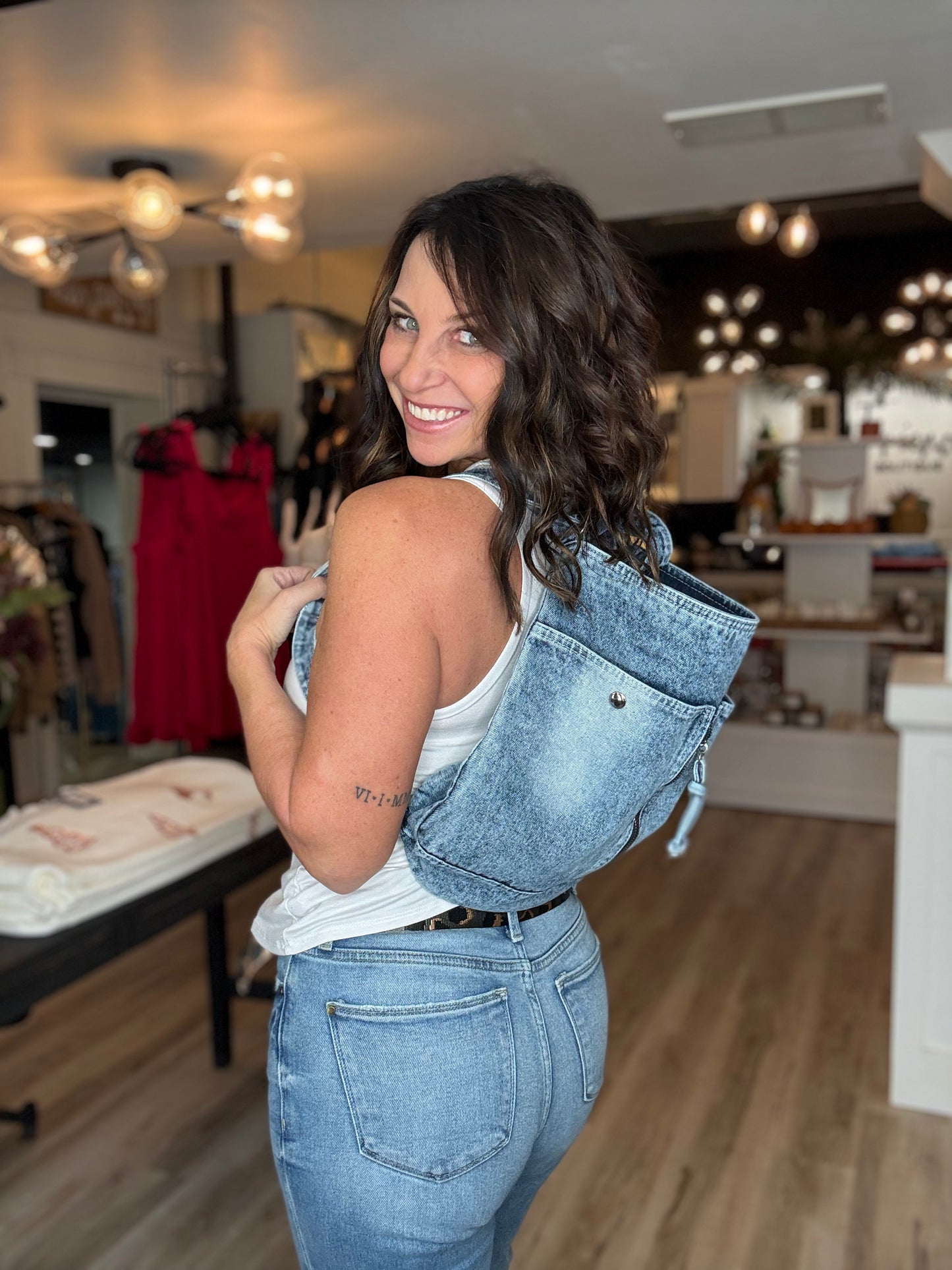 Large Capacity Denim Shoulder Backpack