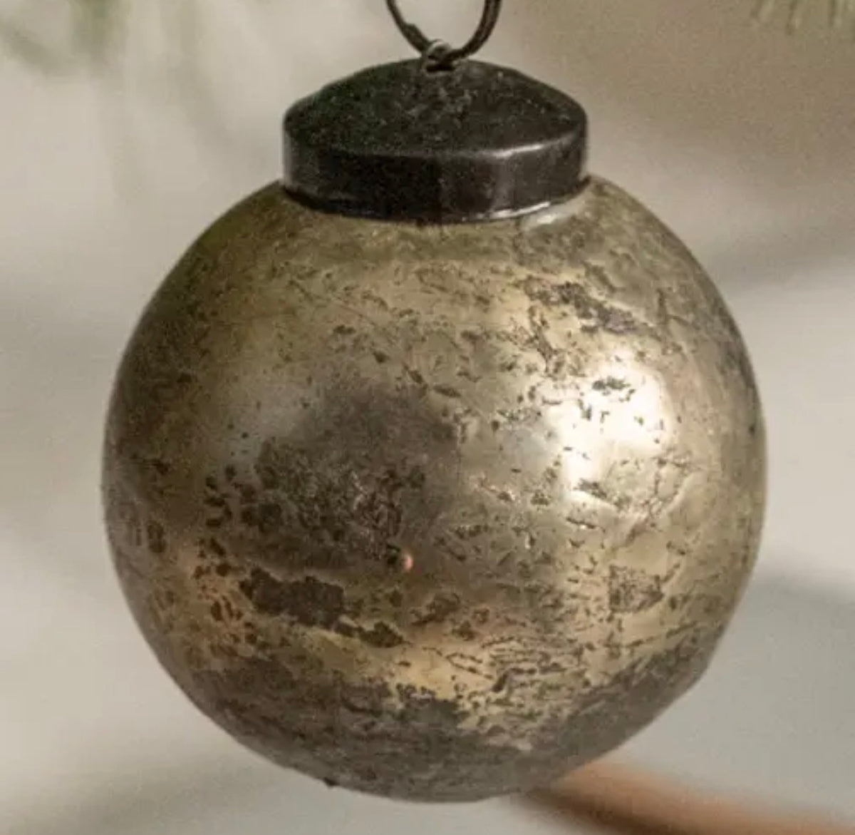 2" Silver Crackle Kugel Ornament