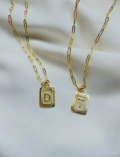 Lucy Letter Plate Necklace - GirlFriends Boutique