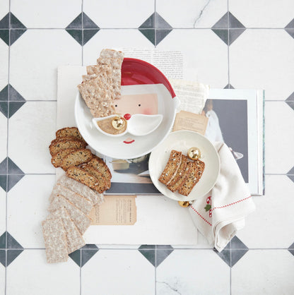 Hand-Painted Ceramic Santa Head Shaped Bowl & Mustache Dish