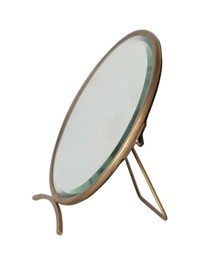 Folding Brass Mirror, Antique Finish