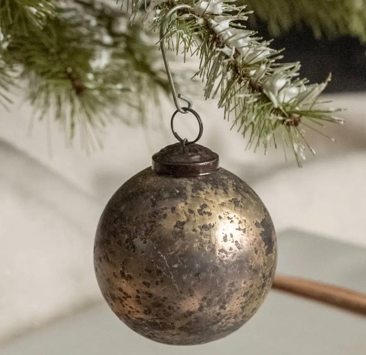 3" Silver Crackle Kugel Ornament