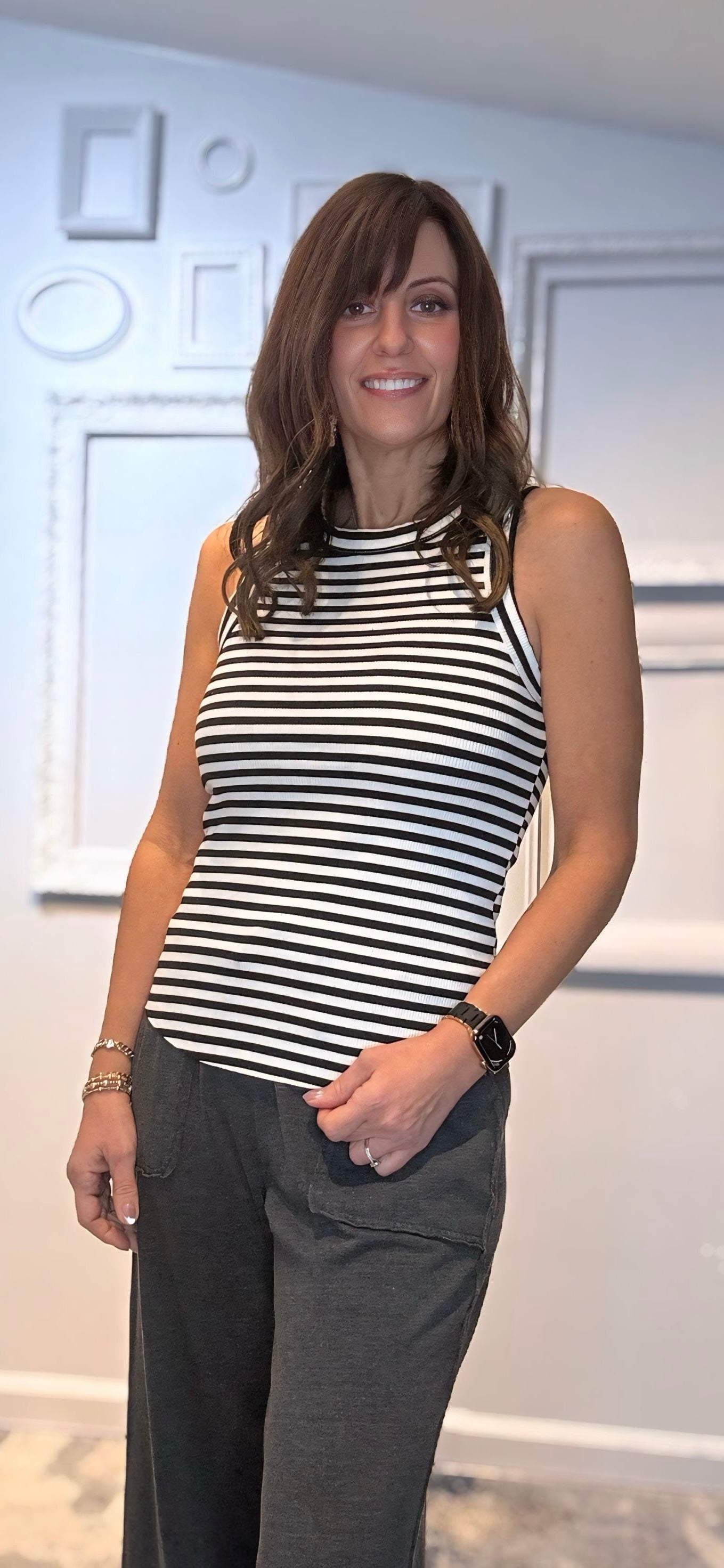 Striped Ribbed Racerback Tank