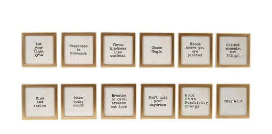 Metal & Glass Framed Magnet with Saying