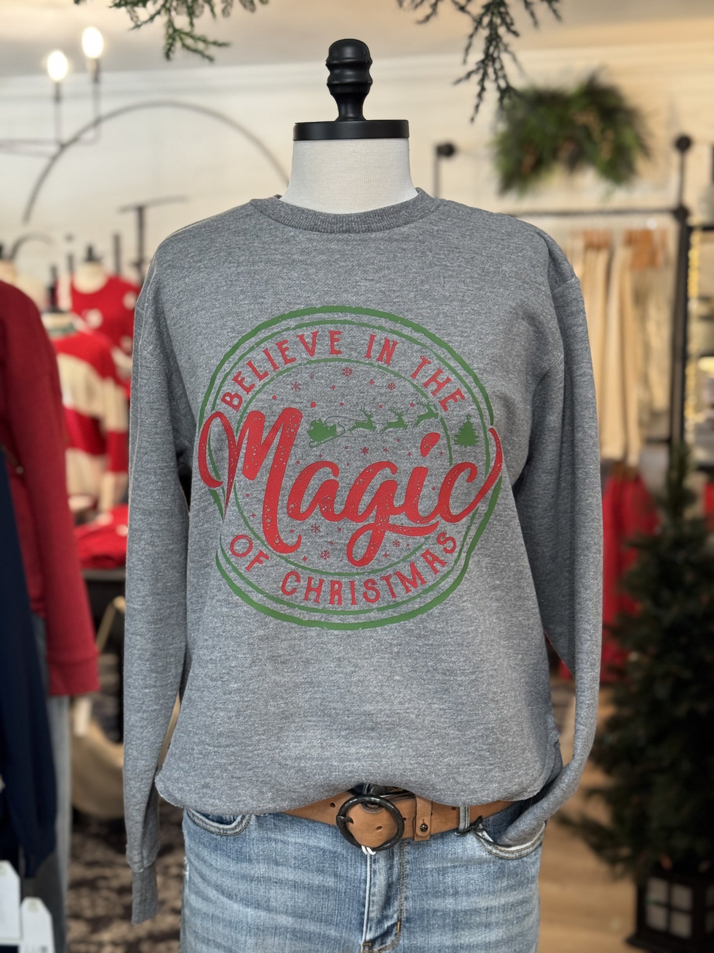 Believe in the Magic of Christmas Sweatshirt, Gray