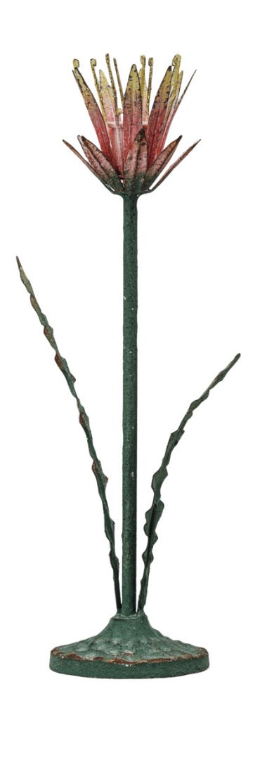 Tall Painted Metal Vintage Reproduction Toleware Taper Holder