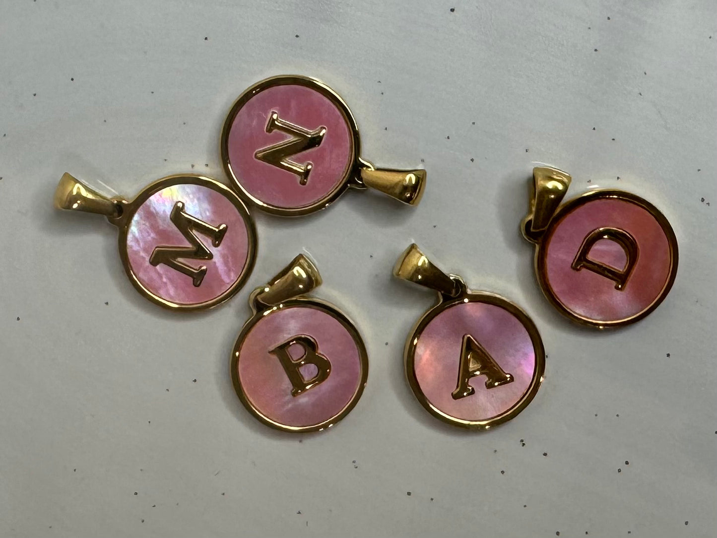 Round 18K Gold Stainless Initial Charm