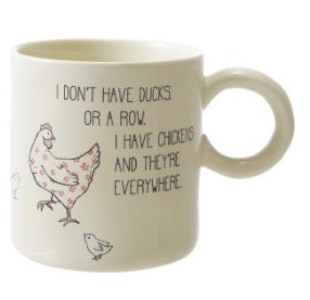 15 oz. Stoneware Mug w/ Chicken & Saying