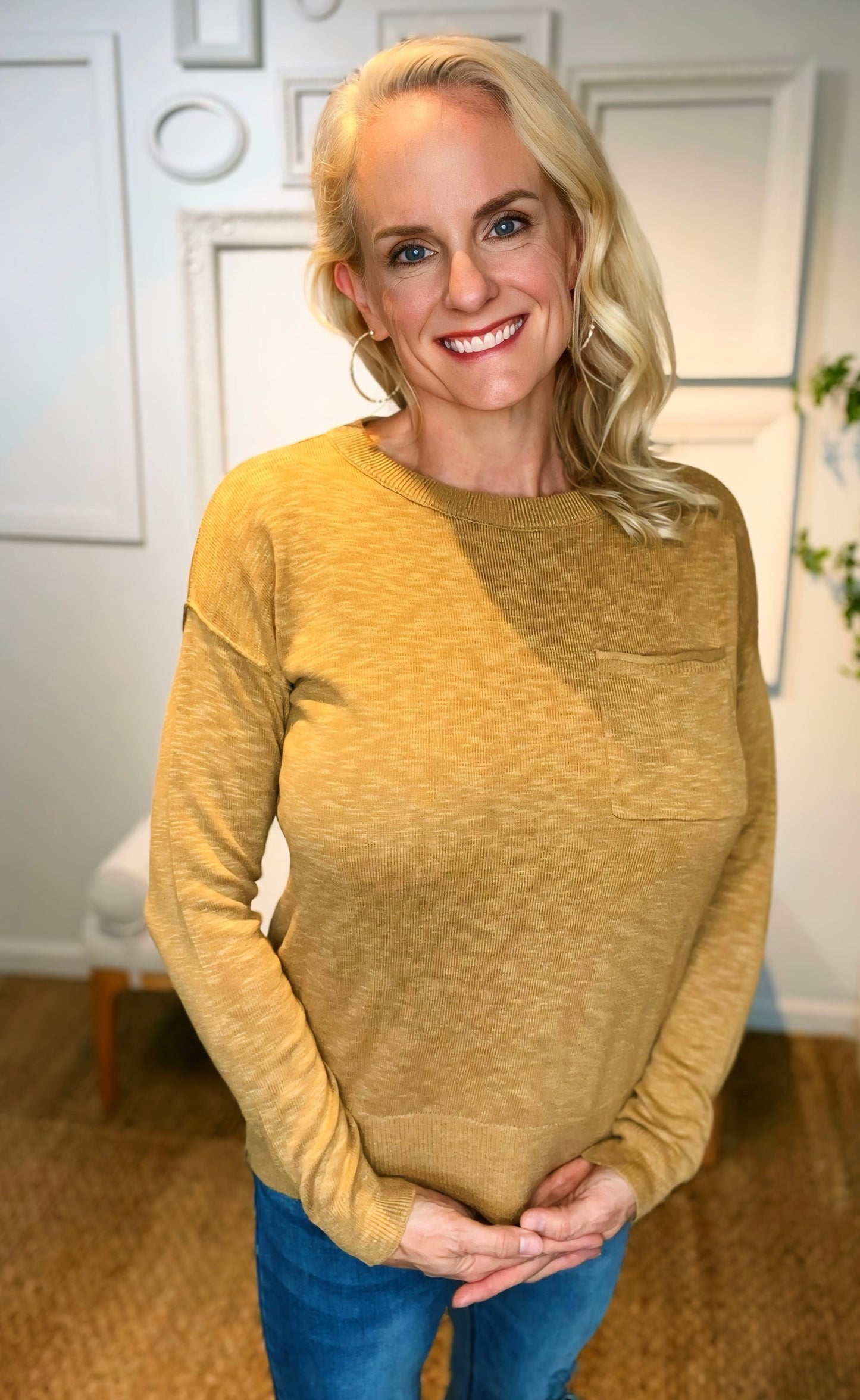 Slub Yarn Round Neck Sweater