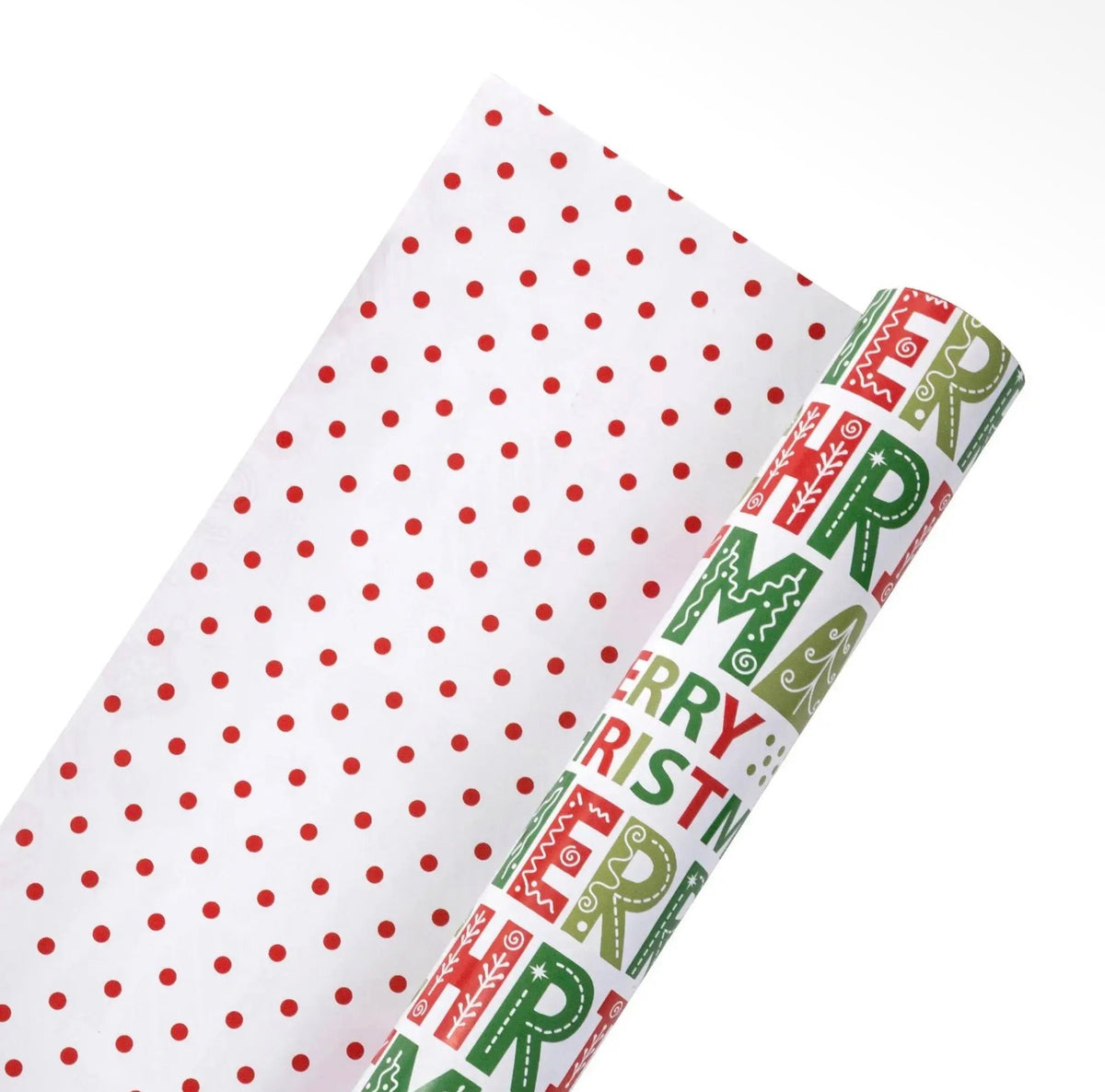 30" X 10' Holiday Reversible
Wrapping Paper | Holiday Wishes and Red Polka Dot
