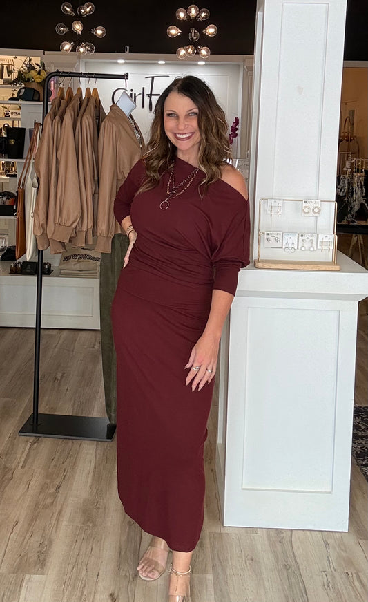 Ruched Waist Band Midi Skirt