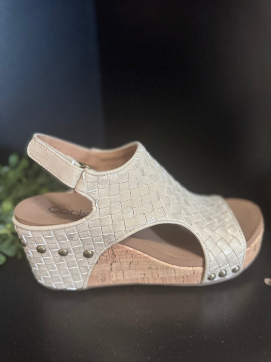 Corkys Carley Wedge, Gold Woven