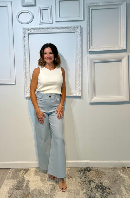 High Waist Wide Leg Pocket Pants