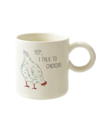 15 oz. Stoneware Mug w/ Chicken & Saying