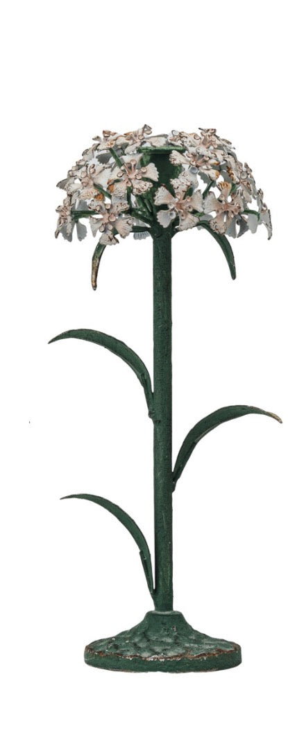 Tall Painted Metal Vintage Reproduction Toleware Taper Holder