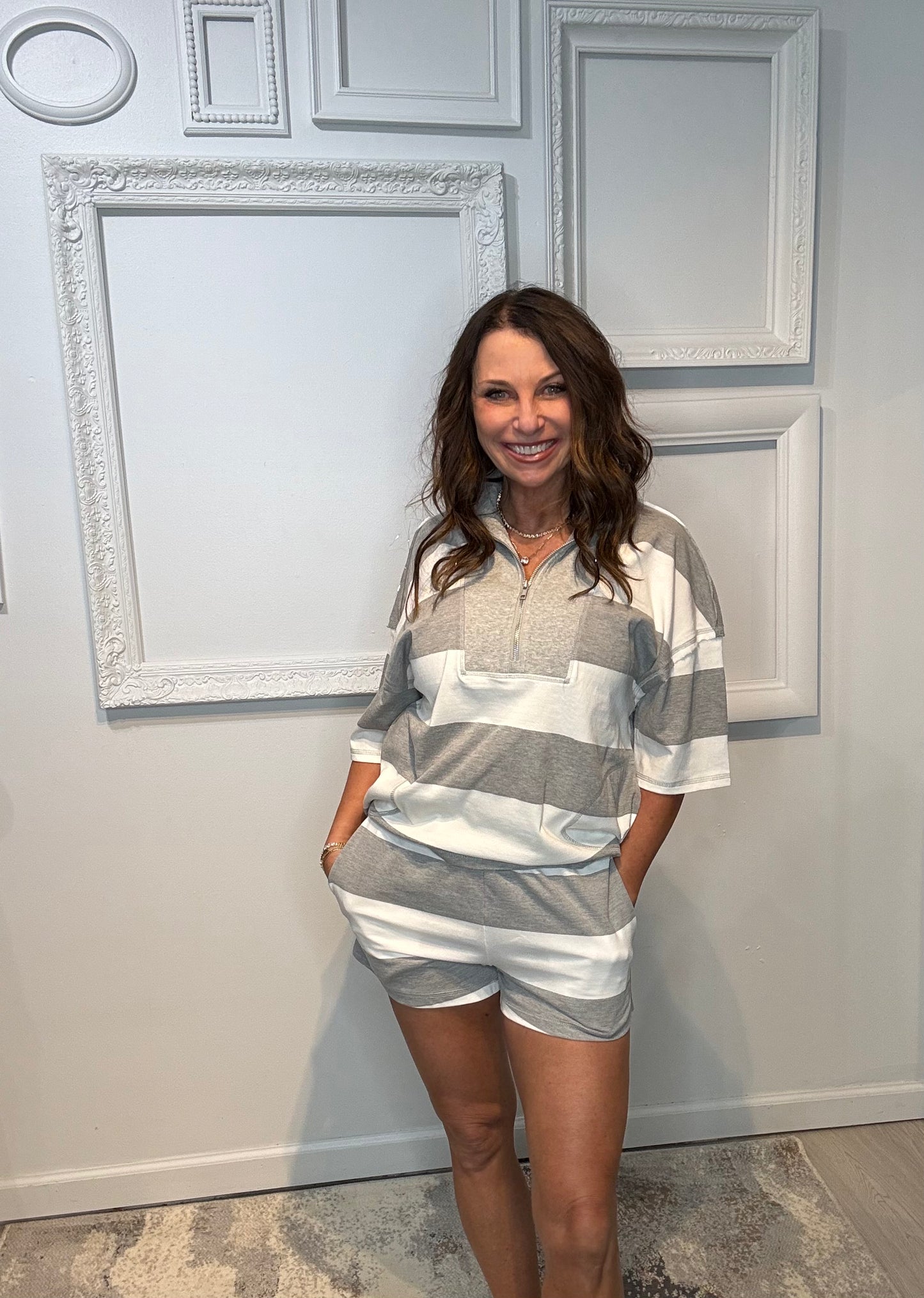 Stripped Cotton Shorts