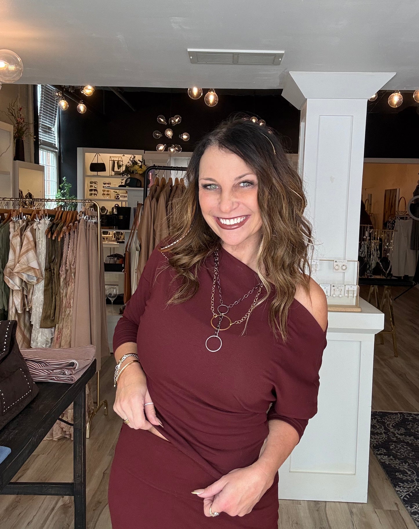 Boat Neck Long Sleeve Top