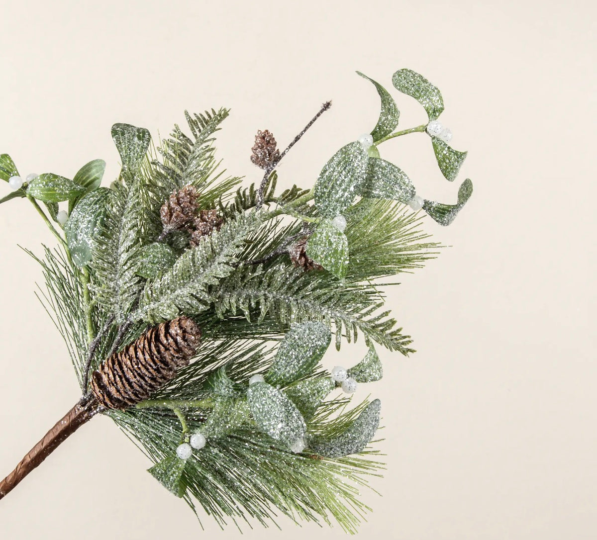16" Frosted Pine, Hemlock &
Mistletoe Pick