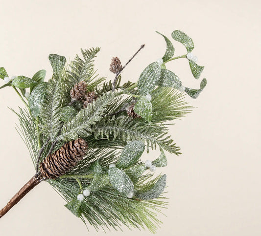 16" Frosted Pine, Hemlock &
Mistletoe Pick
