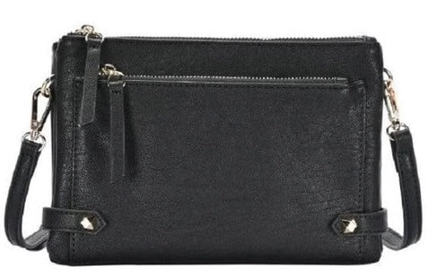 Double Compartment Zipper Crossbody w/ Studded Accent