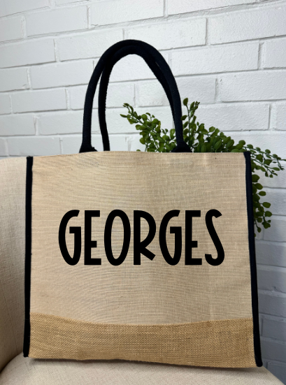 CUSTOM Name Burlap Tote Bag - GirlFriends Boutique