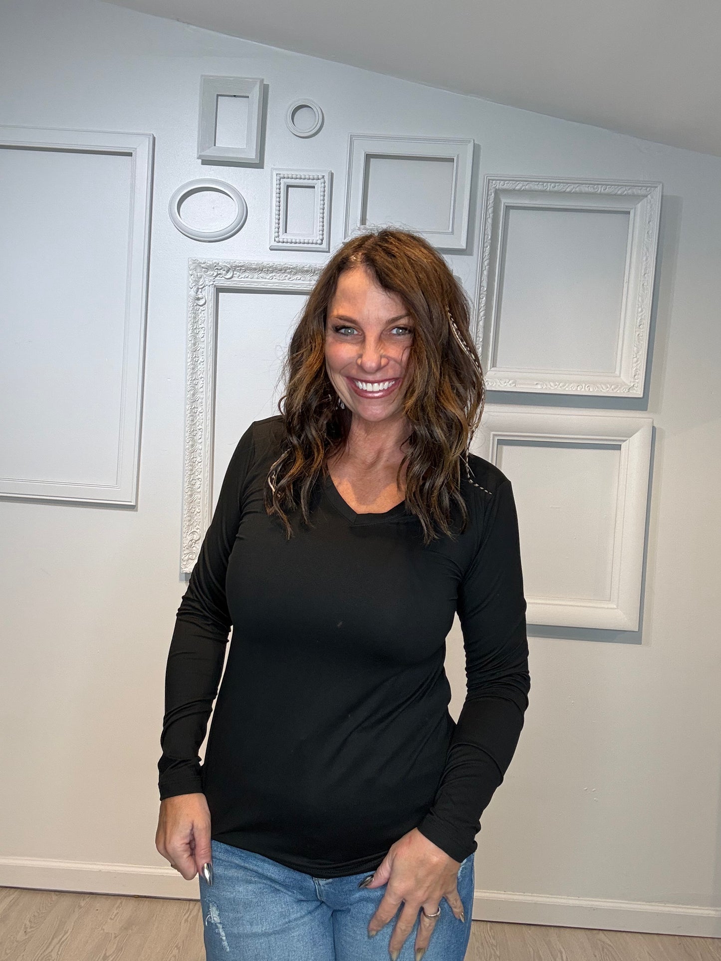 Brushed Microfiber V-neck Tee